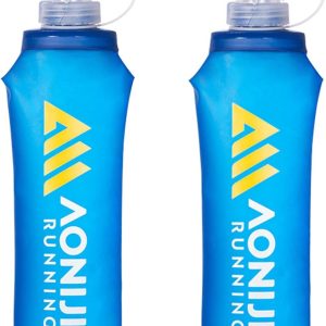 AONIJIE Soft Flasks, TPU Collapsible Foldable Water Bottles for Hydration Pack Running Cycling 2 Pack (500ml pack of 2)