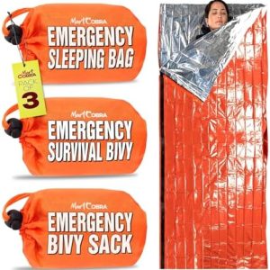 Emergency Sleeping Bag 3 Pack | for Survival Gear and Supplies Life Bivy Sack Waterproof Mylar Emergency Blankets for Survival Kit Car Camping Gear Hiking Tac Bivvy Go Bag Supplies Sleep Sacks Shelter
